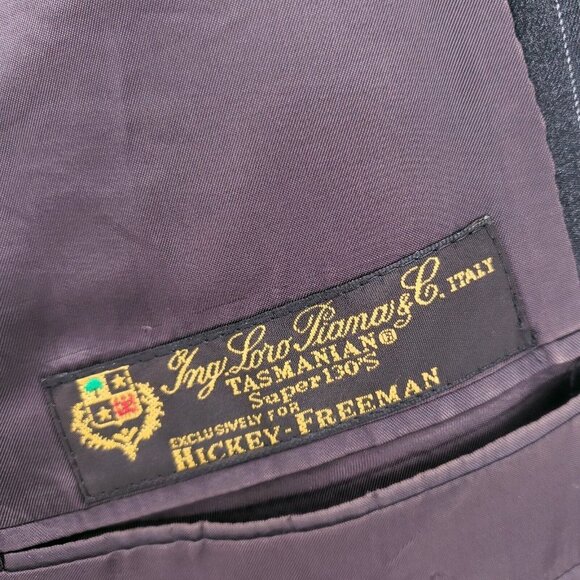 LORO PIANA Hickey Freeman Gray Pinstripe Suit Jacket Blazer Estimated 44 XL - Picture 8 of 11